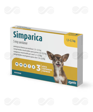 SIMPARICA 5 MG 1.3-2.5 KG 3 COMP