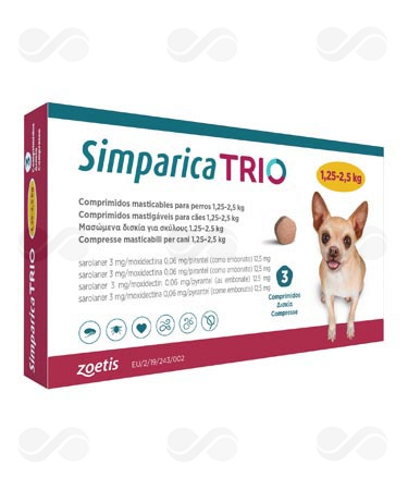 SIMPARICA TRIO 1,25-2,5 KG 3 COMPRIMIDOS