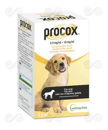 PROCOX 0,9+18 MG/L 7.5 ML SUSP ORAL PERRO