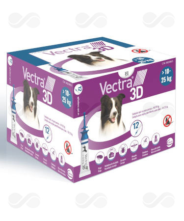 VECTRA 3D DOG 10-25 KG 12 PIPETAS