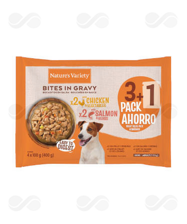NV DOG WET BITES MINI CHICKEN & SALMON 11 X 400 GR