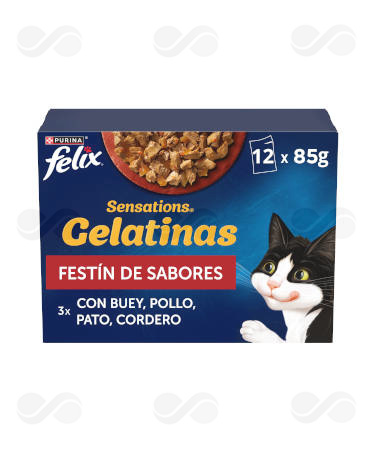 FELIX SENSATIONS CARNES GELATINA 12x85 GR